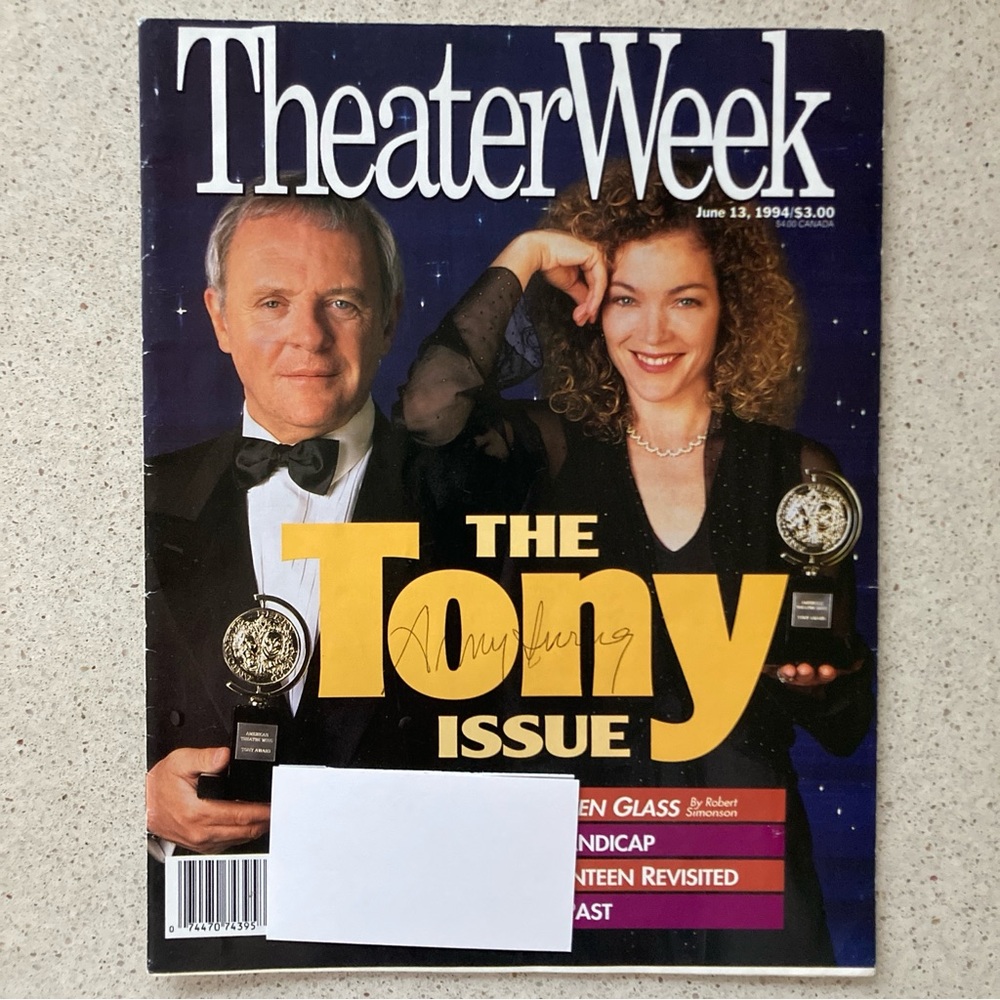 Amy Irving Signed (only) Theater Week Magazine The Tony Issue Anthony Hopkins